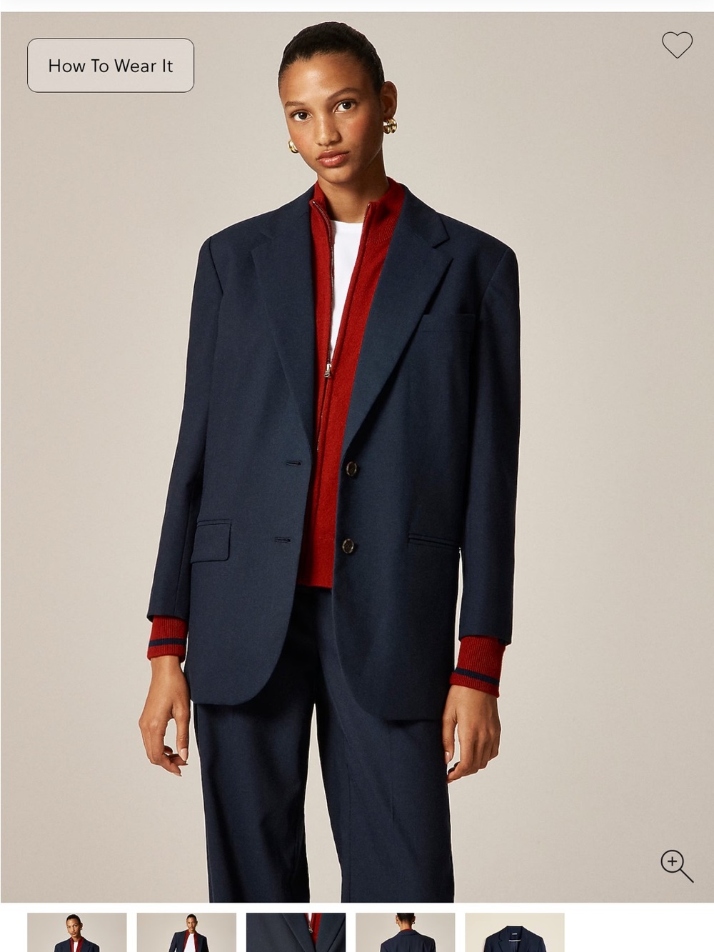 J. Crew Navy Italian Studio Wool Women's Blazer Large Tall NWOT